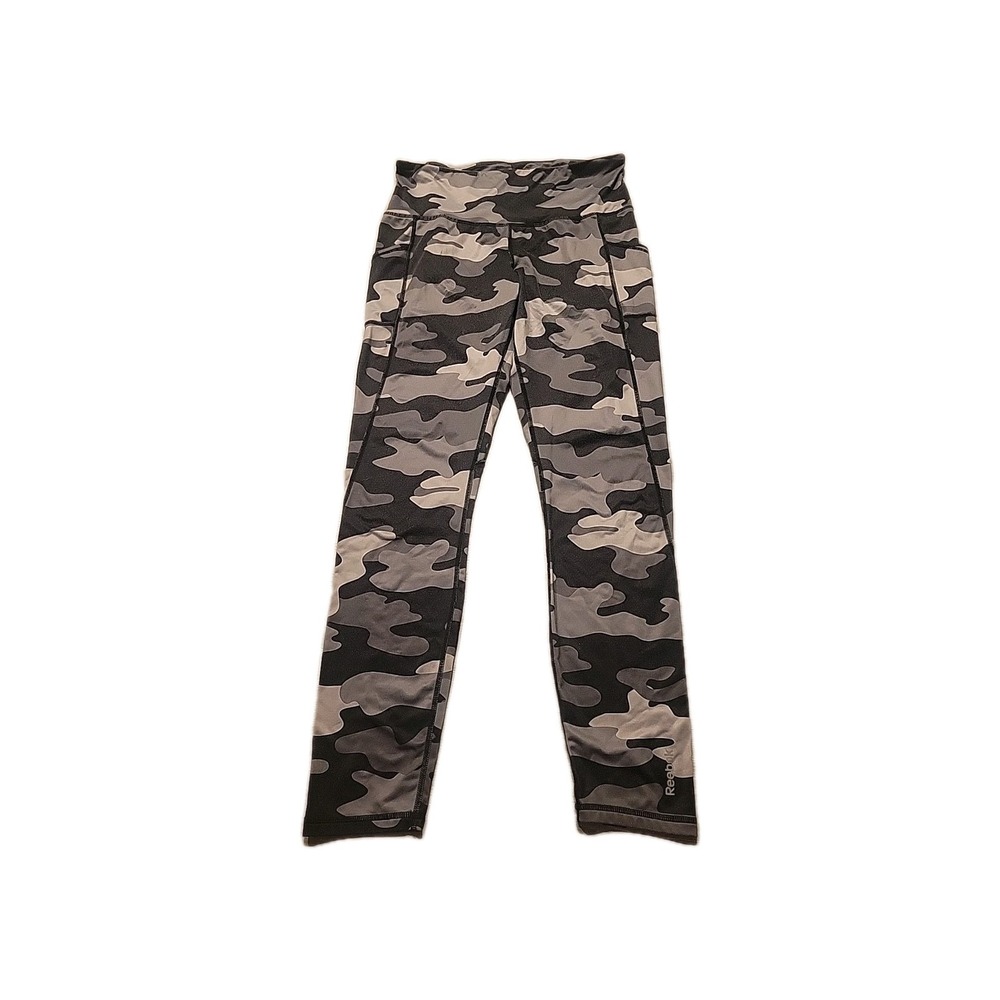 Reebok Womens Gray Camo High Waisted Leggings with Pockets Size Small 4500004872